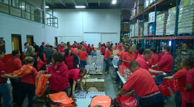 Feeding America volunteers in action. Feeding America volunteers in action.