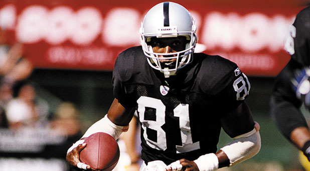 Wide receiver Tim Brown played for the Raiders in Los Angeles and Oakland from 1988 to 2003.